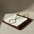 Wooden Napkin Holder with Gold Metal Stand | Decorative Tissue Paper Holder for Dining Table & Kitchen