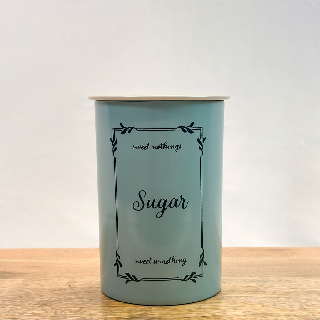 Metal Tea Coffee Sugar Canister Set | Airtight Kitchen Storage Containers | Pastel Blue