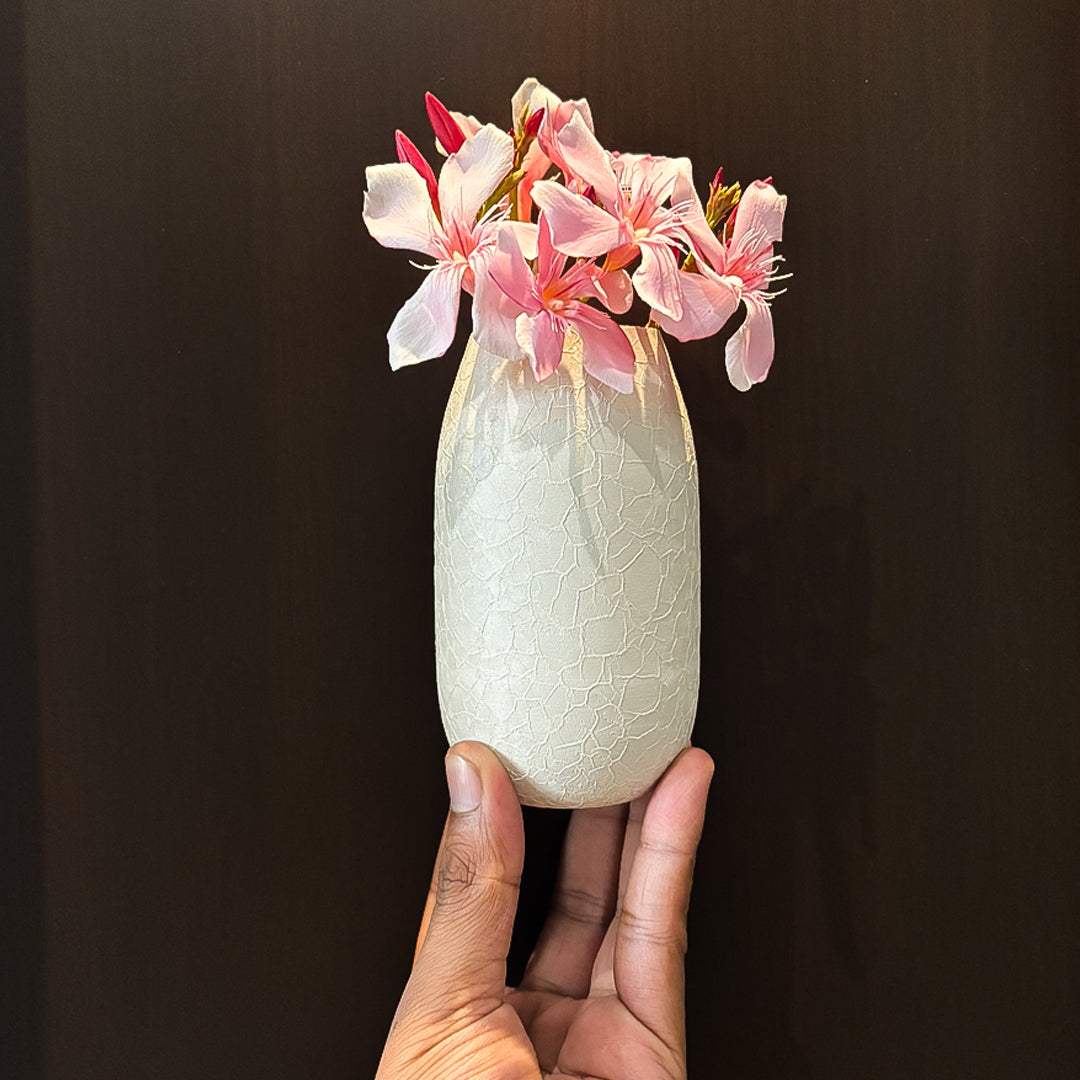 Textured Finish Mini Metal Flower Vase Set of 4 | Small Decorative Table Vases for Home Decor, Living Room, Office Desk & Shelf Styling