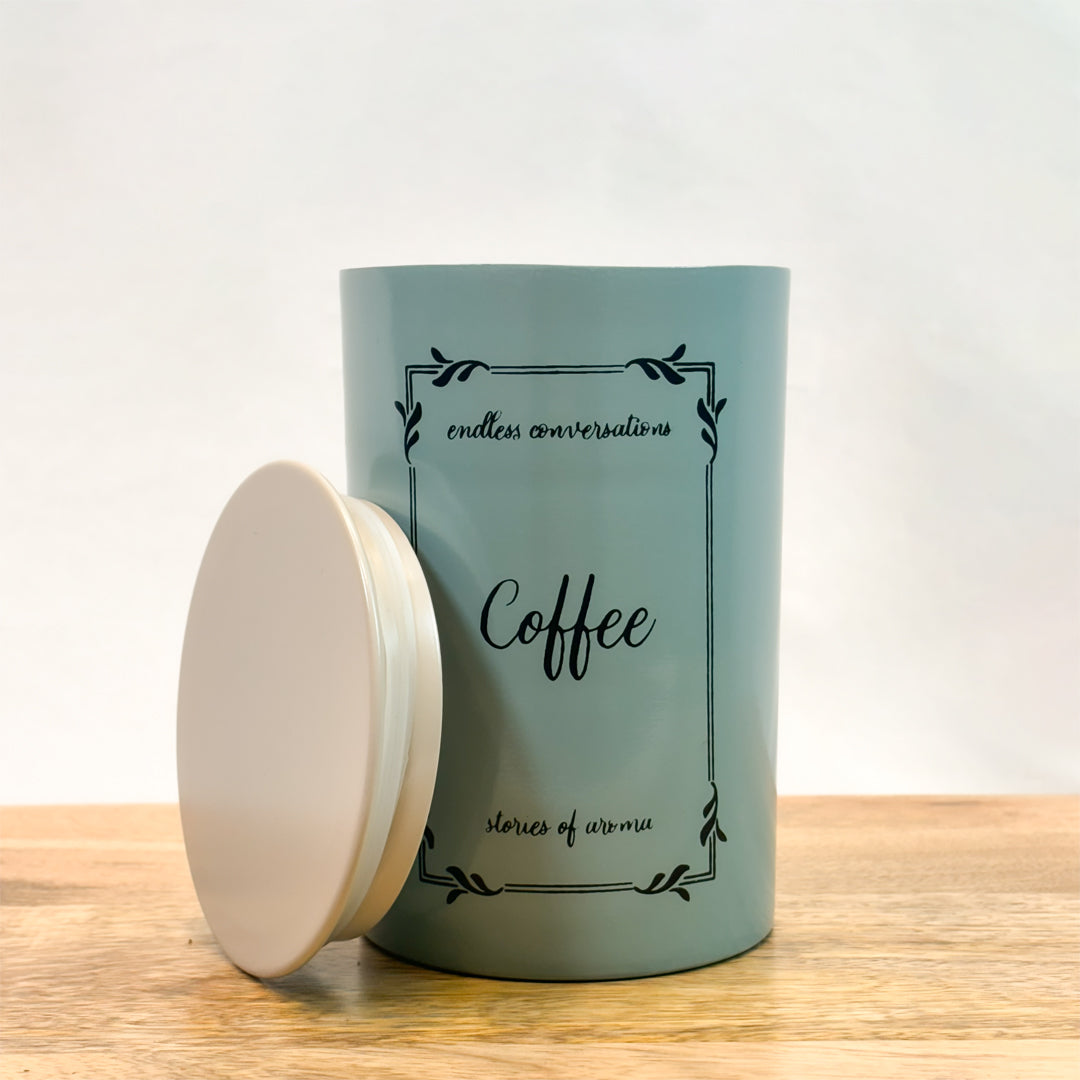 Metal Tea Coffee Sugar Canister Set | Airtight Kitchen Storage Containers | Pastel Blue