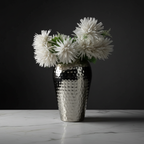 10" Hammered Metal Flower Vase – Modern Decorative Table Vase for Living Room, Bedroom & Office – Silver Finish