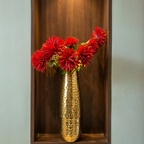 Hammered Gold Finish Metal Vase (16.5") – Modern Decorative Flower Vase for Home, Office & Gifting (Gold)