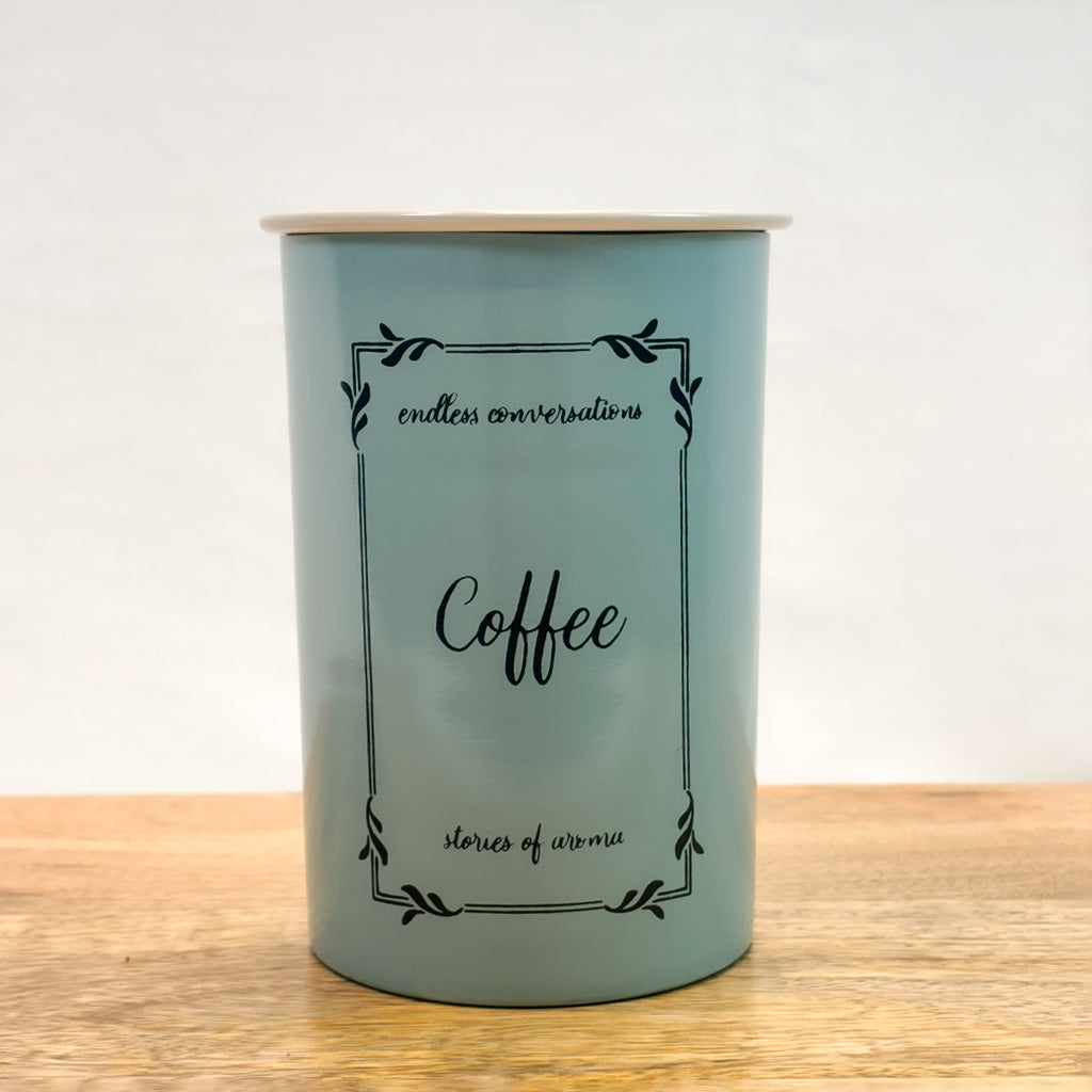 Metal Tea Coffee Sugar Canister Set | Airtight Kitchen Storage Containers | Pastel Blue