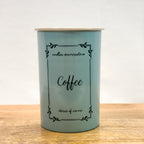 Metal Tea Coffee Sugar Canister Set | Airtight Kitchen Storage Containers | Pastel Blue