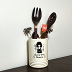 Kitchen Utensil Crock | Metal Spoon Holder for Ladles, Spatulas & Cutlery | Decorative Countertop Organizer