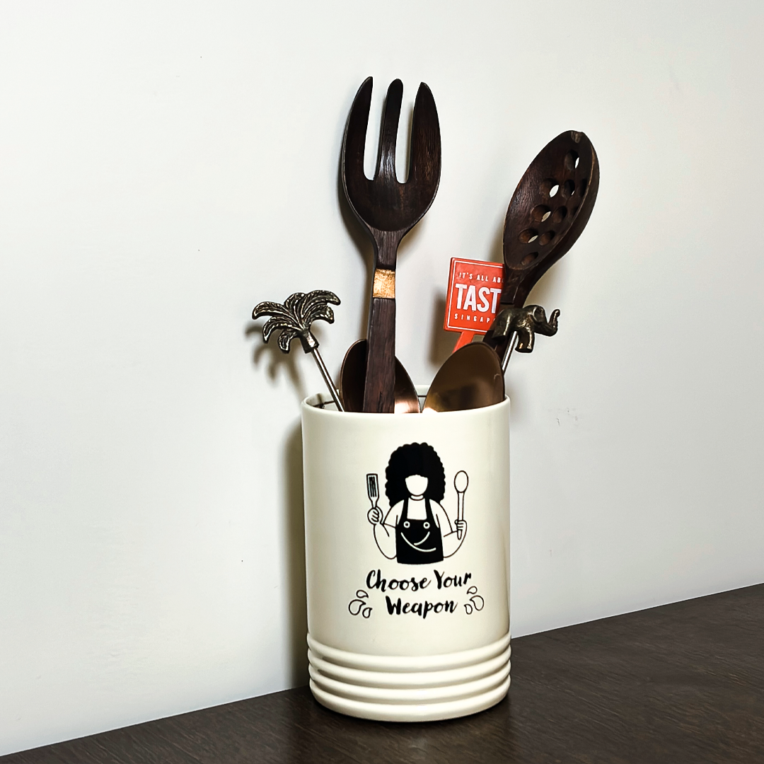 Kitchen Utensil Crock | Metal Spoon Holder for Ladles, Spatulas & Cutlery | Decorative Countertop Organizer