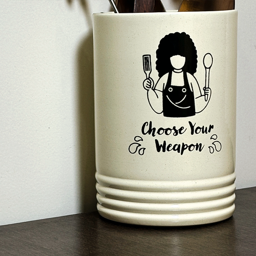 Kitchen Utensil Crock | Metal Spoon Holder for Ladles, Spatulas & Cutlery | Decorative Countertop Organizer