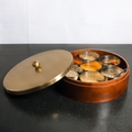 Wooden Regular Masala Box with Stainless Steel Lid – Traditional Indian Spice Organizer with Containers